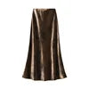Boutique Wholesale 2025 Spring New Fashionable High Waist Satin Printed Medium To Long Style Women's Half Skirt