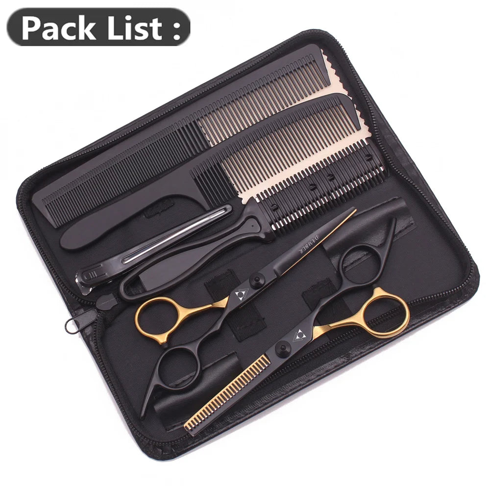 6.0 Hairdressing Scissors Hair Cutting Thinning  Shears Set For Home Human & Dog Cat Pets Gromming  Japanese Stainless 1001#