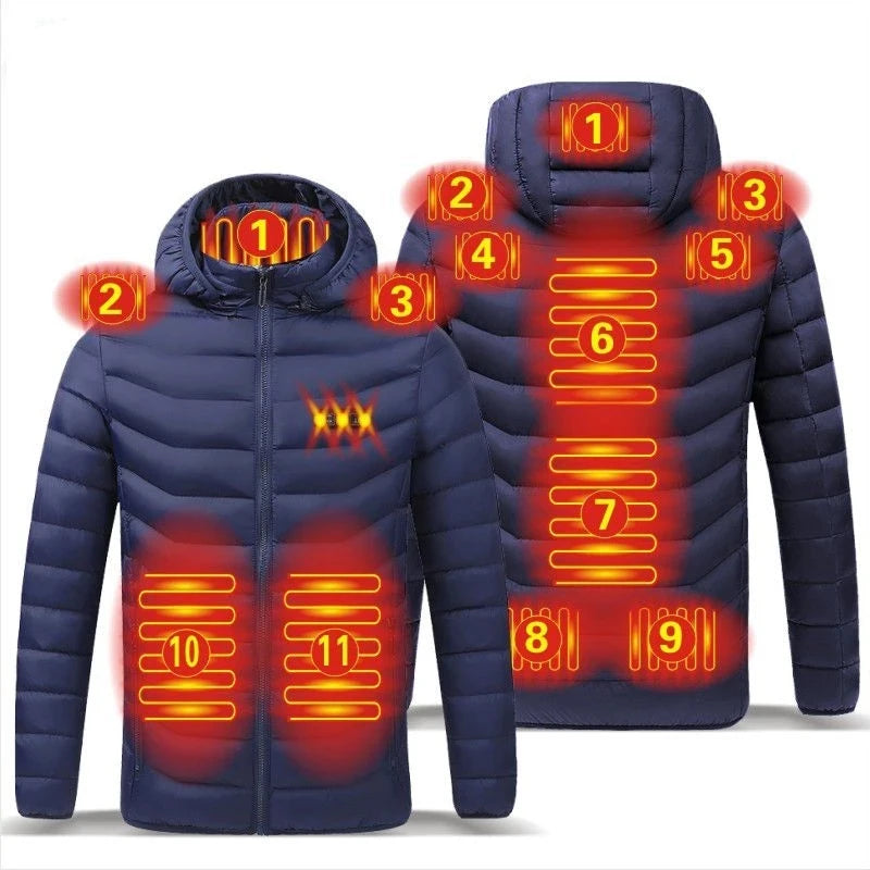 Men Heated Jacket USB Winter Outdoor Electric Heating male bobojaco Warm Sprots Thermal Coat Clothing Heatable men's parka
