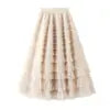 Mesh Cake Half Skirt for Women in Spring and Autumn  New Dress fairy White Gauze Skirt Pleated Long Skirt