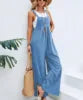 Women Spring Summer Solid Color Suspenders Overalls Casual Strappy Trousers Women's Loose Wide Leg Flared Leg Pants Jumpsuit