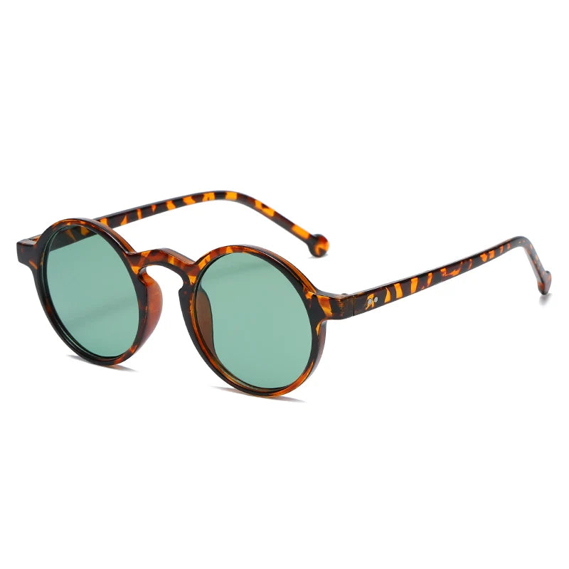 Small Round Sunglasses Women Vintage Brand Designer Brown Sun Glasses Round Frame Rivet Shades Female Ladies UV400