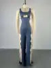 2024 Summer New Women's High-Waist Casual Jumpsuit Breathable Fitness Tassel with Personalized Contrasting Colors