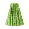 Mesh Cake Half Skirt for Women in Spring and Autumn  New Dress fairy White Gauze Skirt Pleated Long Skirt