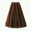 Mesh Cake Half Skirt for Women in Spring and Autumn  New Dress fairy White Gauze Skirt Pleated Long Skirt