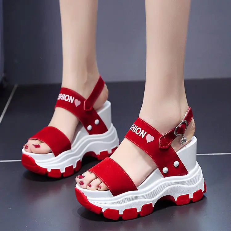 Up-1026r Summer Platform Shoes Beautiful Printed Open Toe Wedges Women Sandals 35-40Size