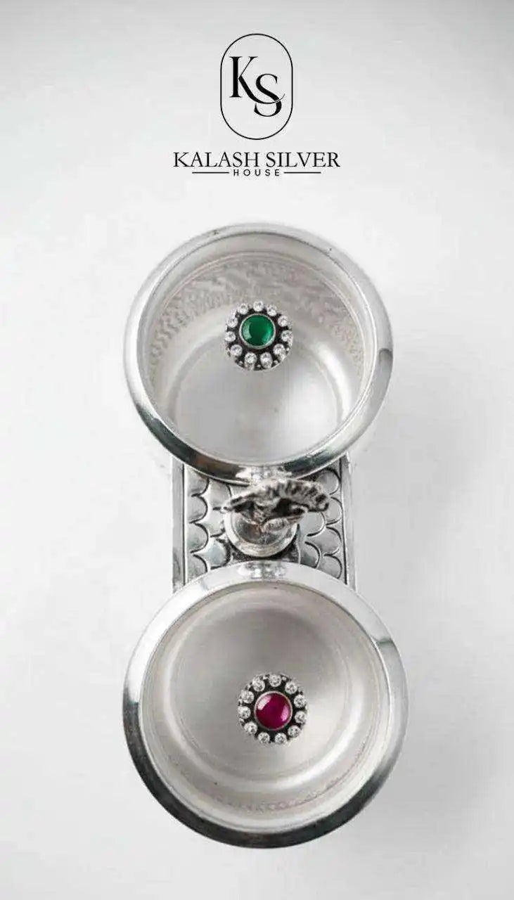 Handcrafted Silver Dry Fruit Container Set with Decorative Lids Premium Storage Jars for Gifting Home Decor and Pooja Use
