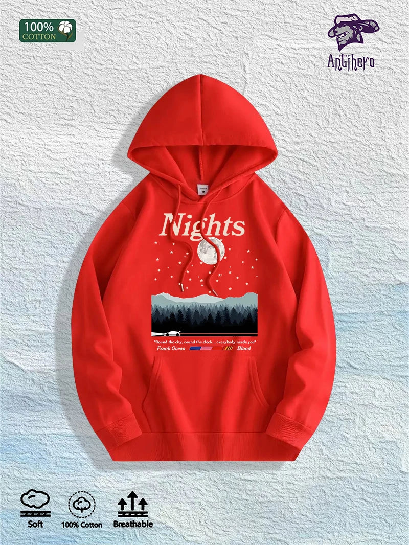 US Local Warehouse: 100% Cotton "Nights" Frank Ocean Nightscape Hoodie, 7 Colors