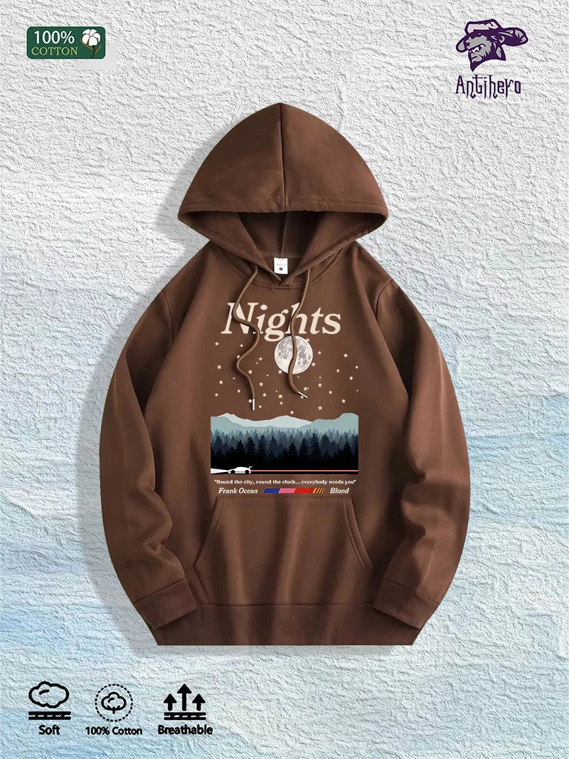 US Local Warehouse: 100% Cotton "Nights" Frank Ocean Nightscape Hoodie, 7 Colors