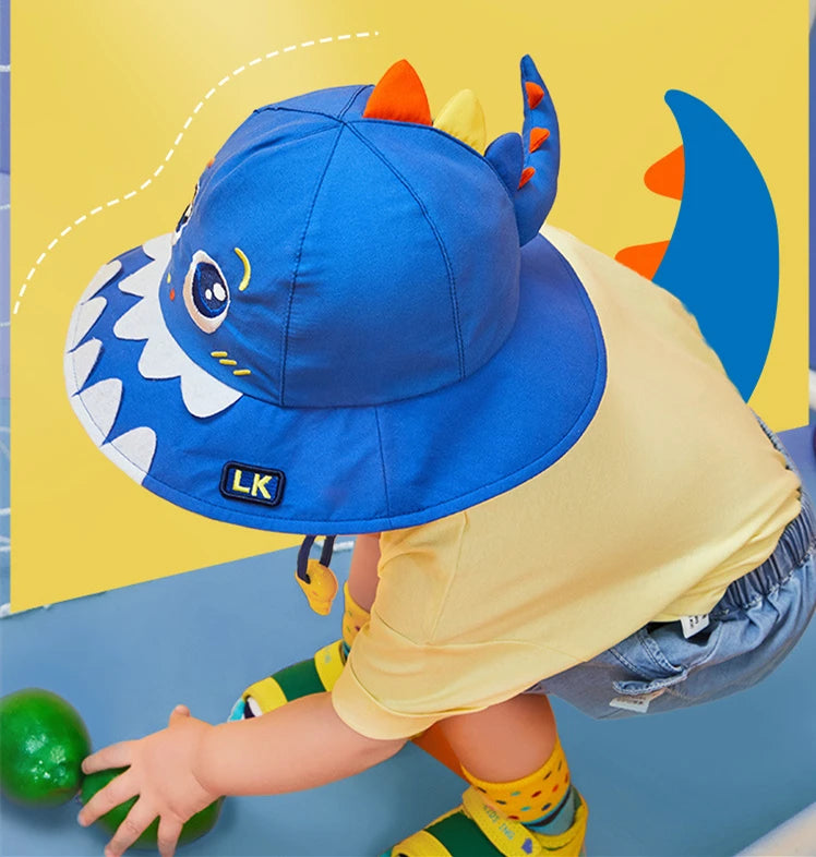 Lemonkid Brand Boys Girls Bucket Hat Solid Children Panama Fisherman Cap Cartoon Dinosaur Unicorn Kids Spring Autumn Sun Hats