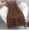 Advanced Mesh Half-Body Skirt Female Spring and Fall New High-Waisted Cake Womens Skirts