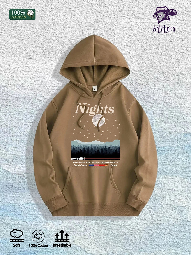 US Local Warehouse: 100% Cotton "Nights" Frank Ocean Nightscape Hoodie, 7 Colors