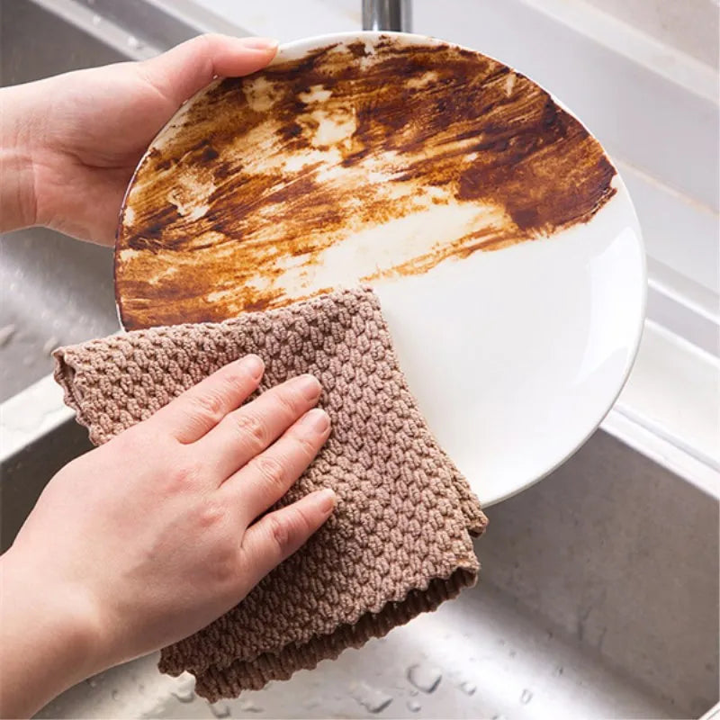 Wash Cloth Kitchen Cleaning Towel Rags Efficient Super Absorbent Microfiber Cleaning Cloth Home Washing Dish Anti-grease Wipping