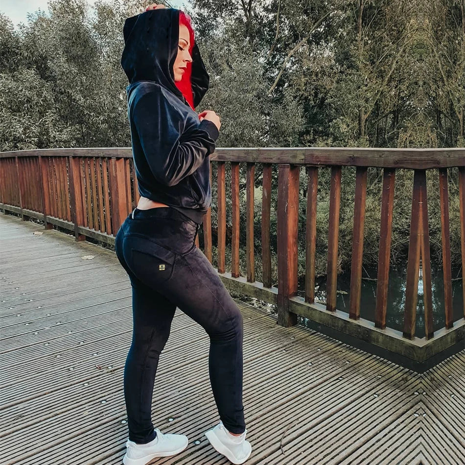 Shascullfites Chenille Black Casual Pants Sport Fashion Elastic Cotton Pants Elegant Gothic Women's Trousers Comfy Clothes