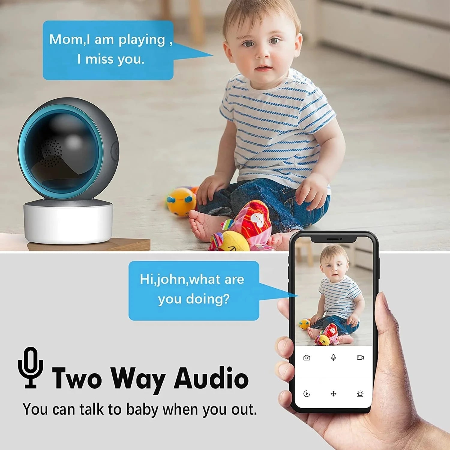 2MP Sunisee 1080P HD Wireless Wifi 2.4G IR Night Vision Remote View AI Smart Two Way Talk  Baby Monitor PTZ Camera