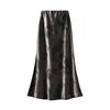 Boutique Wholesale 2025 Spring New Fashionable High Waist Satin Printed Medium To Long Style Women's Half Skirt