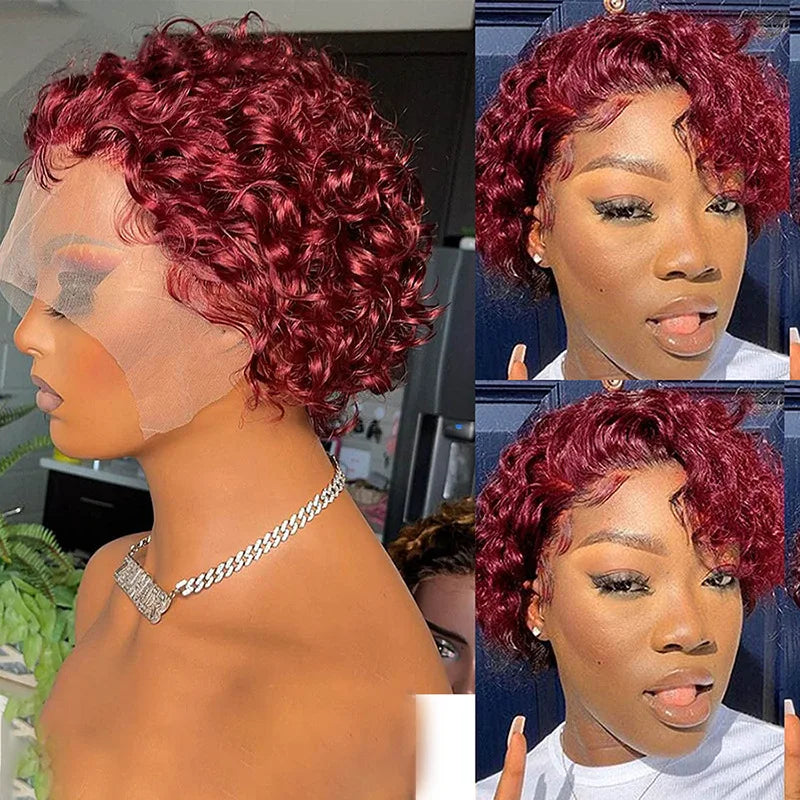 Pixie Cut Wig Human Hair Curly Bob Short Pixie Cut Lace Wig Bleached Knots Lace Frontal 13x4 Pixie Wig With Baby Hair