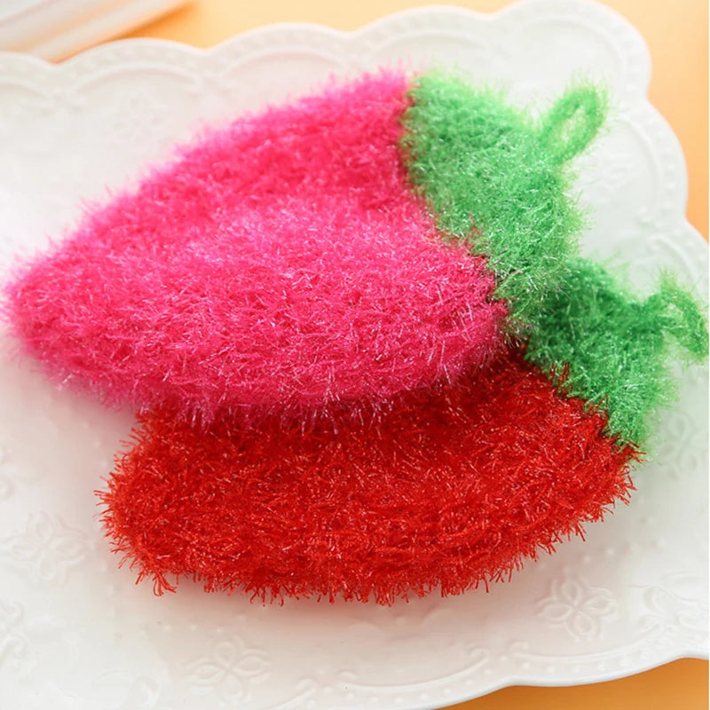 13*14cm Korea Style Strawberry Wipes Dishwashing Towels Acrylic Polyester Silk Dish Cloth Cleaning Cloth Kitchen Washing Towel