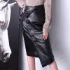 High Quality New Design Sheep Skin Wrap Skirt Asymmetry Genuine Leather Long Skirt