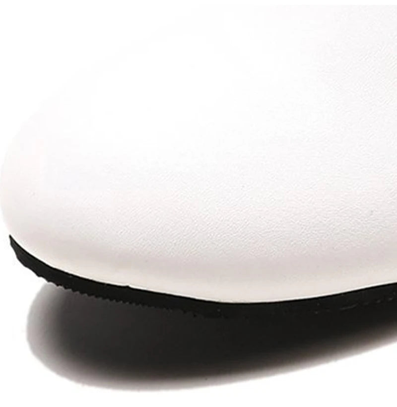 Shoes For Women 2022 Spring Knee High Boots Red Black White Tall Boots Woman Pleated Low Heel Casual Leather Female Long Shoes