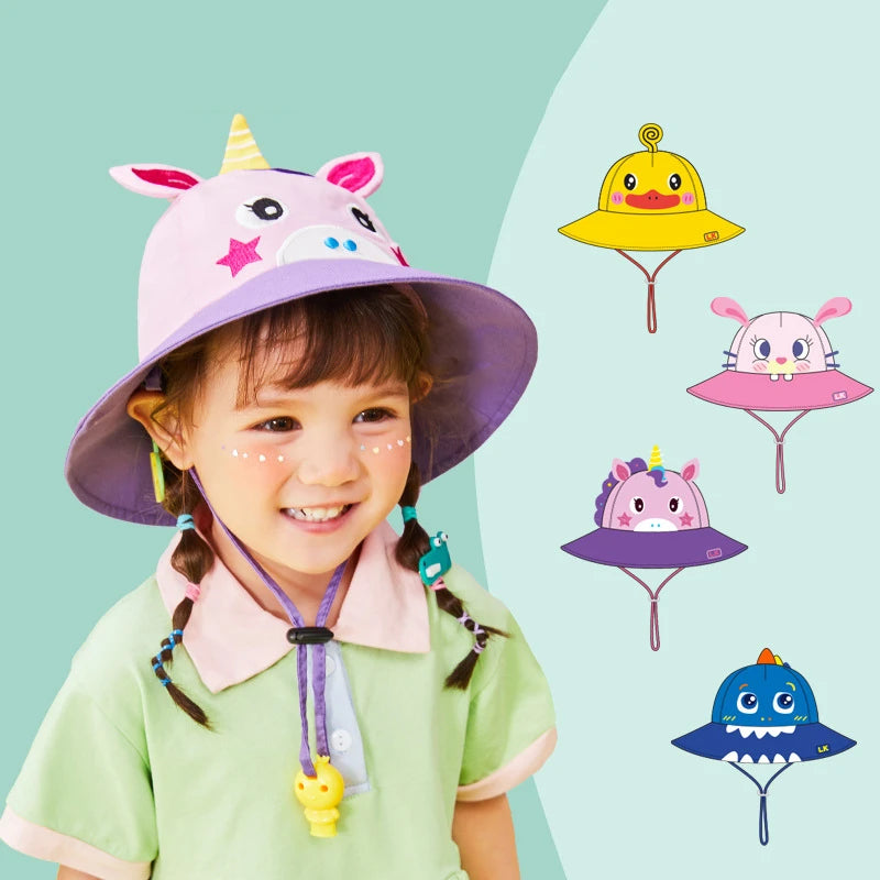 Lemonkid Brand Boys Girls Bucket Hat Solid Children Panama Fisherman Cap Cartoon Dinosaur Unicorn Kids Spring Autumn Sun Hats