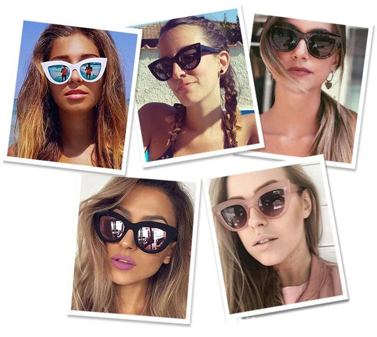 Vintage Cat Eye Sunglasses Woman Brand Designer Retro Sun Glasses Female Fashion Mirror Outdoor Shades Gradient Oculos De Sol