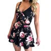 Summer Womens Straps Chest Bow Tie Printed Loose Romper Dress Jumpsuit Shorts Sleeveless Slim Beauty Beach Dress