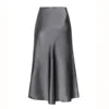 High Quality Women's Satin High Waist Solid Color Split Skirt