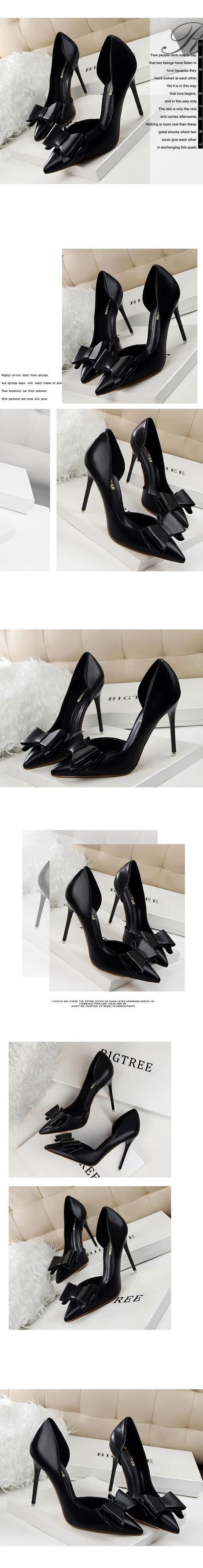 BIGTREE Shoes Bow-knot Woman Pumps Stiletto 10.5 Cm Women Basic Pump Pointed Toe Classic Pumps Sexy High Heels Women Shoes 2025