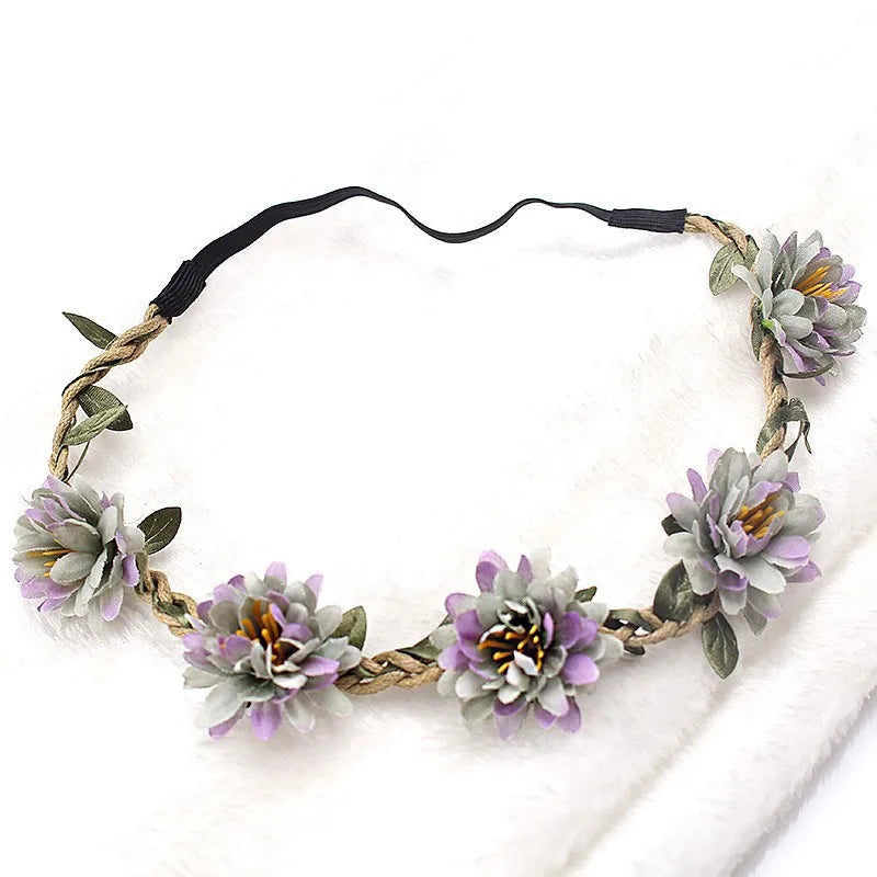 Women Wedding Flower Headband Girls Boho Flowers Headwear Children Headbands Hair Accessories Bride Wreath Beach Garland