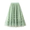 Mesh Cake Half Skirt for Women in Spring and Autumn  New Dress fairy White Gauze Skirt Pleated Long Skirt