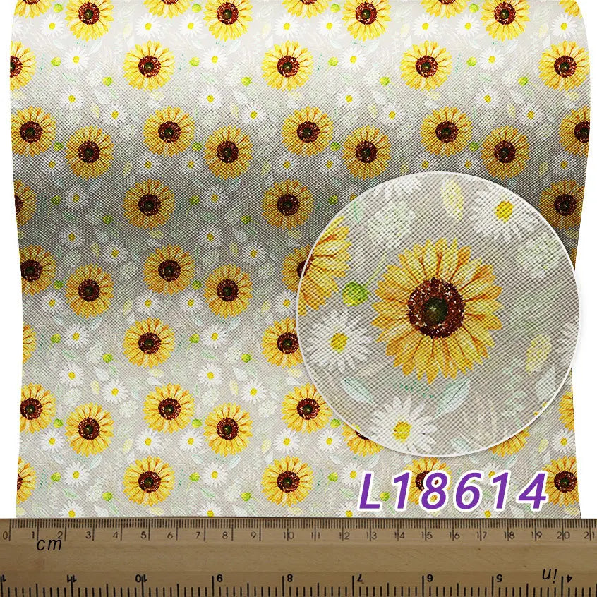 136Cm*30Cm Professional Custom Fresh Sunflower Pu Fabric Leather for DIY