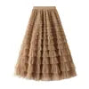 Mesh Cake Half Skirt for Women in Spring and Autumn  New Dress fairy White Gauze Skirt Pleated Long Skirt