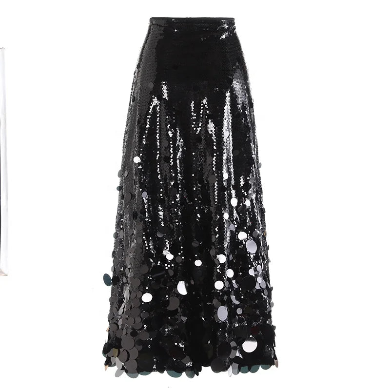 OUDINA Ready to Ship Products Women Irregular Design Casual Midi A-line Skirts Ladies Long Skirt