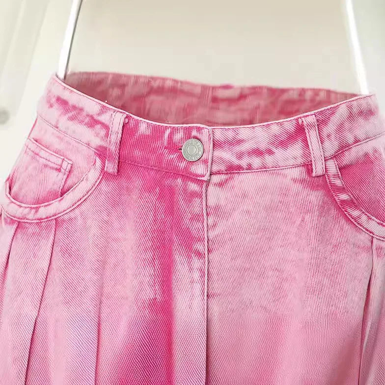 Women Spring Autumn New Solid Color Long Skirt Denim Loose Pocket Button Casual Long Length Women's Casual Skirt