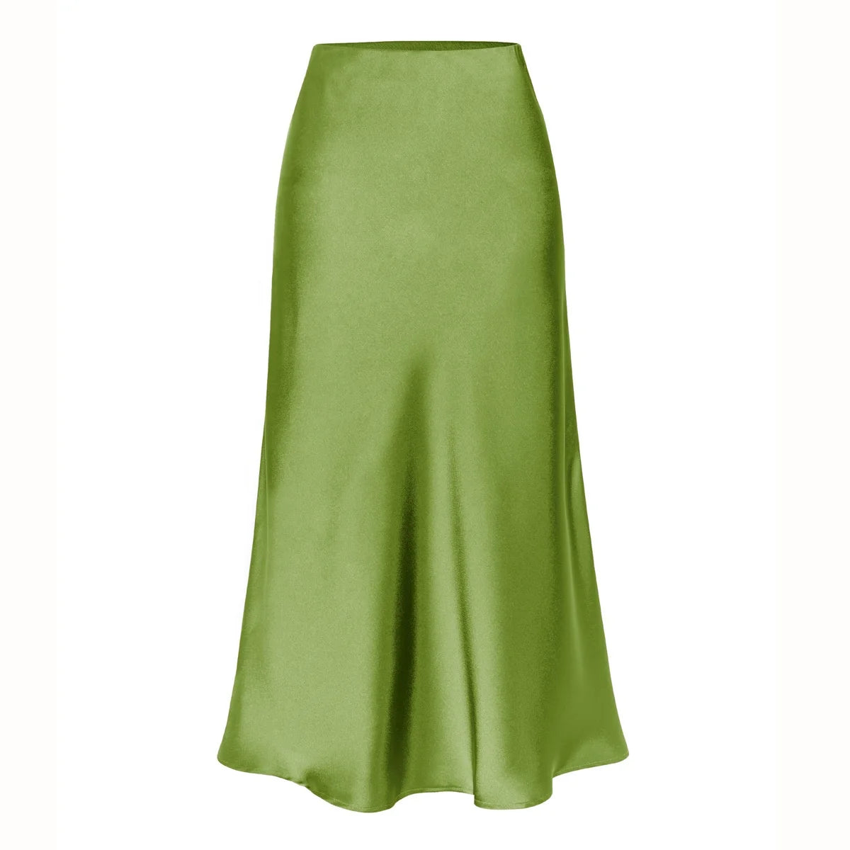 High Quality Women's Satin High Waist Solid Color Split Skirt