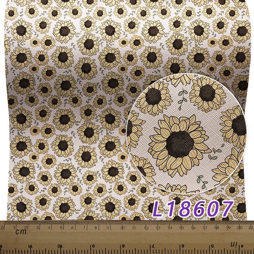 136Cm*30Cm Professional Custom Fresh Sunflower Pu Fabric Leather for DIY