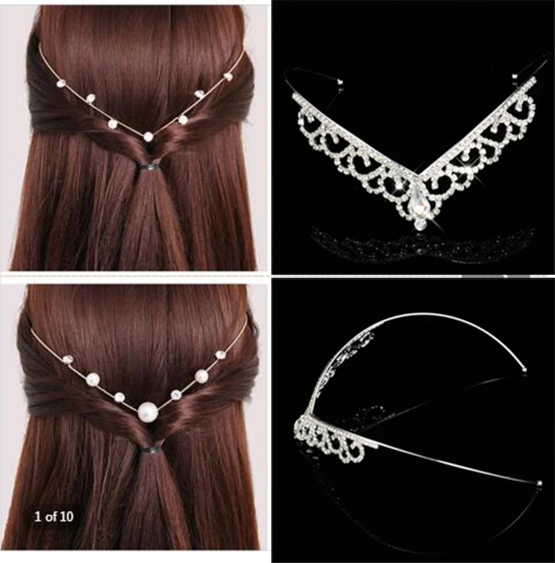 Princess Children's Tiara Red Bride Crown Floral Wedding Bridal Hair Accesories Golden Hair Jewelry Headdress