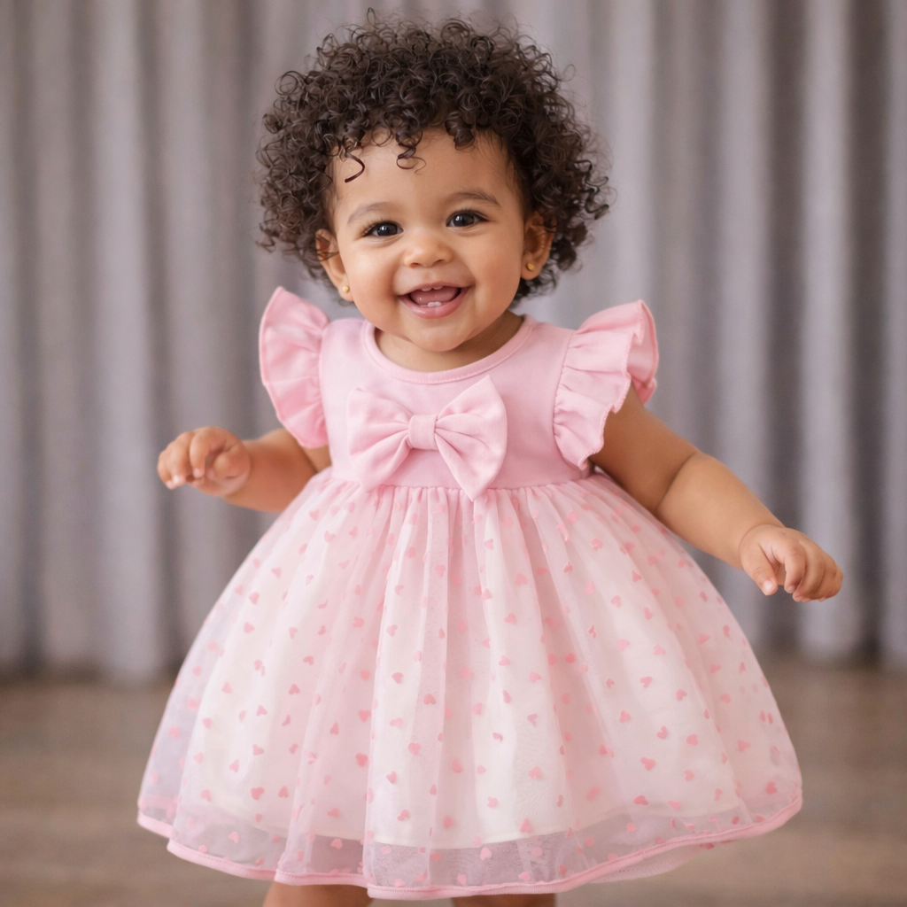 (0-3 Years Old) Summer Baby Girl Bow Flying Sleeves Princess Dress Girl Korean Edition Little Love Birthday Dress