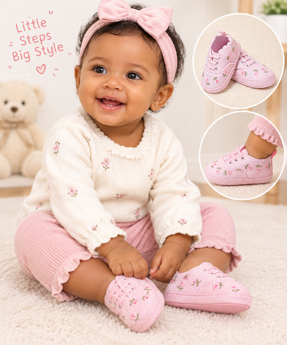 Spring And Autumn Soft Bottom Lace Embroidered Baby Shoes