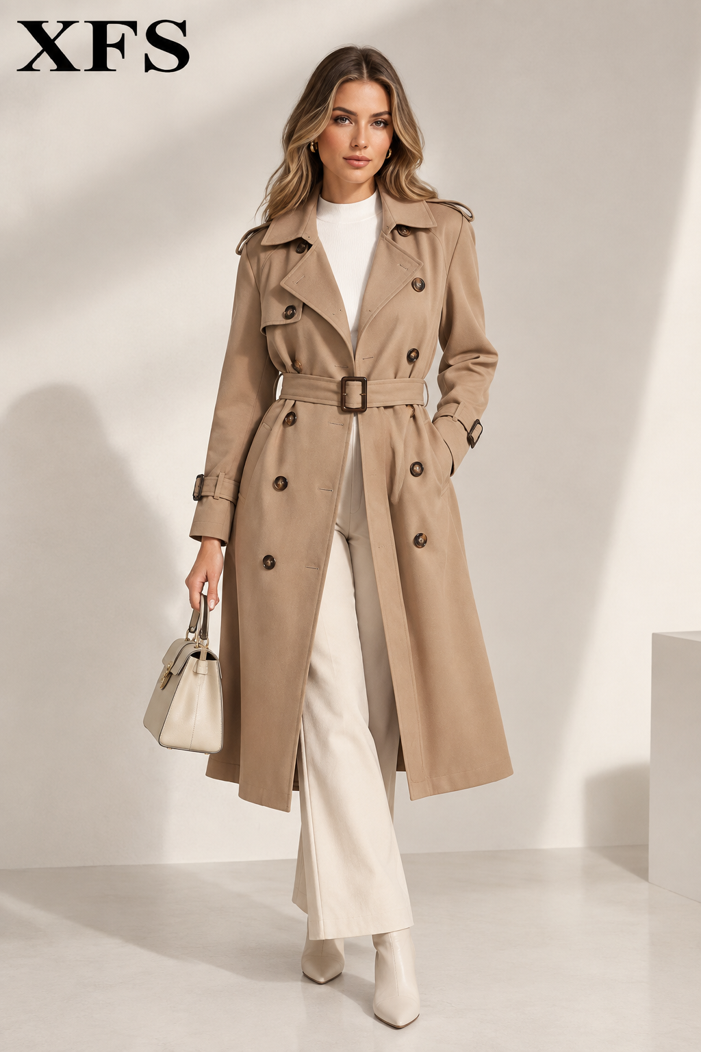 Sophisticated Mid-length Trench Coat For Women
