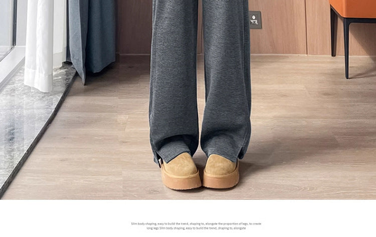 Pregnant Women's Trousers Herringbone Pattern Woolen Belly Narrow Wide-leg Pants Lazy Casual Glutinous Rice Pants Trousers Pregnant Women's Wear
