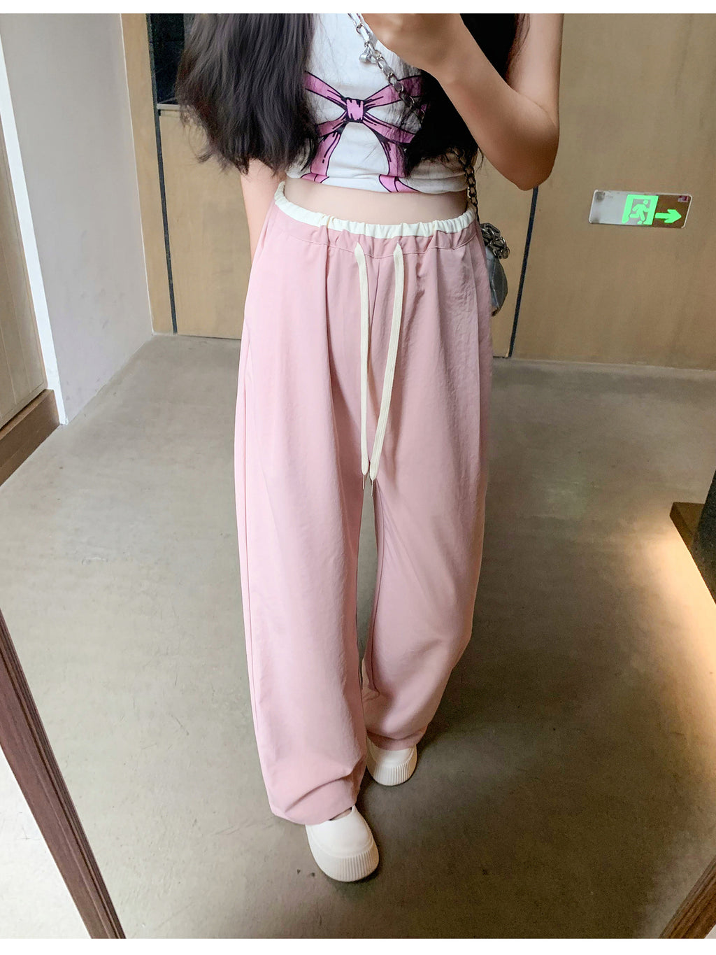Spring and Summer Pregnant Women's Drawstring Ice Silk Wide Leg Pants Pregnant Women's Summer Thin Texture Sense Dipping Yamamoto Pants Casual Small