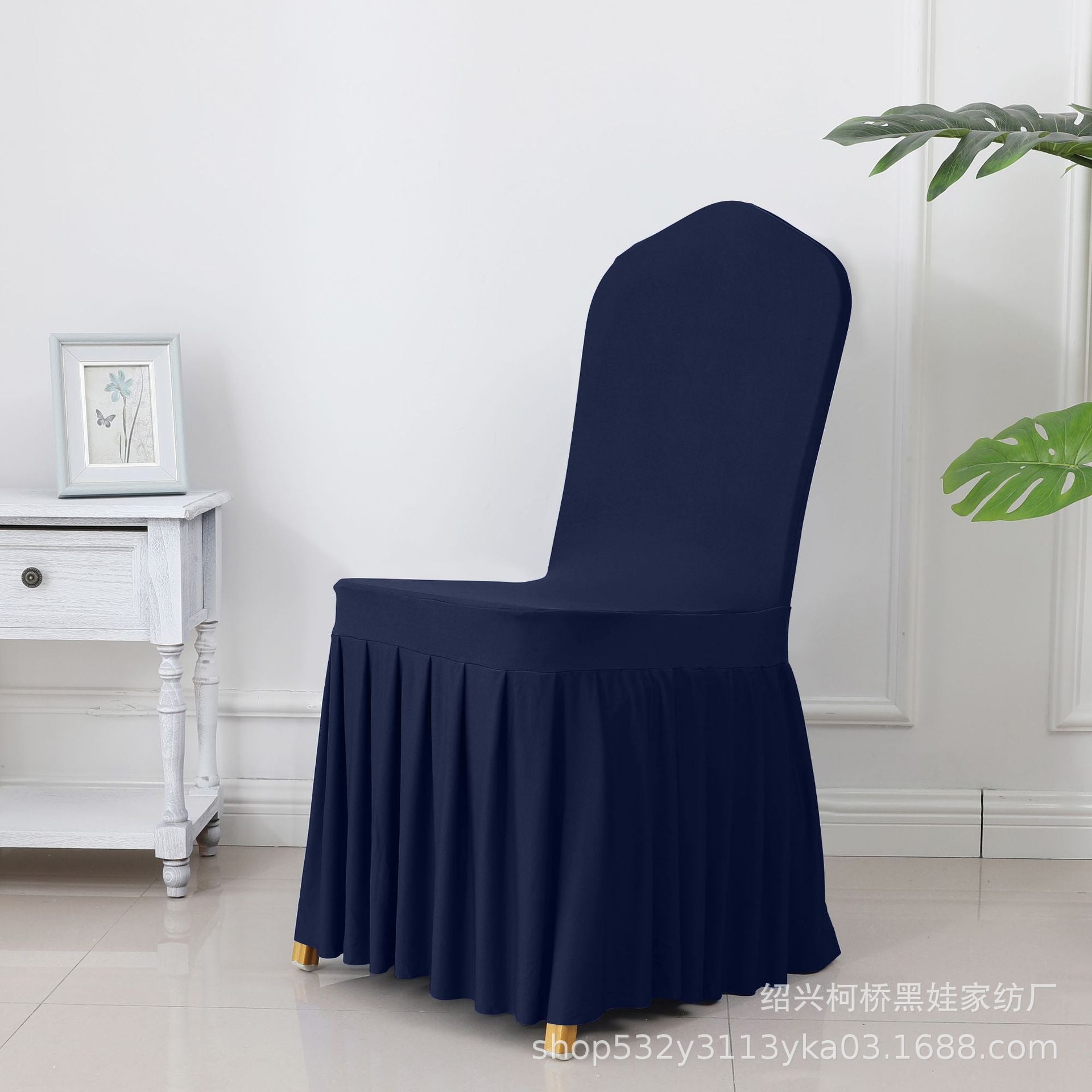 Chair Cover Thickened Stretch Pleated Skirt Dining Chair Cover Hotel Wedding Banquet Event Stool Cover Hotel Cloth