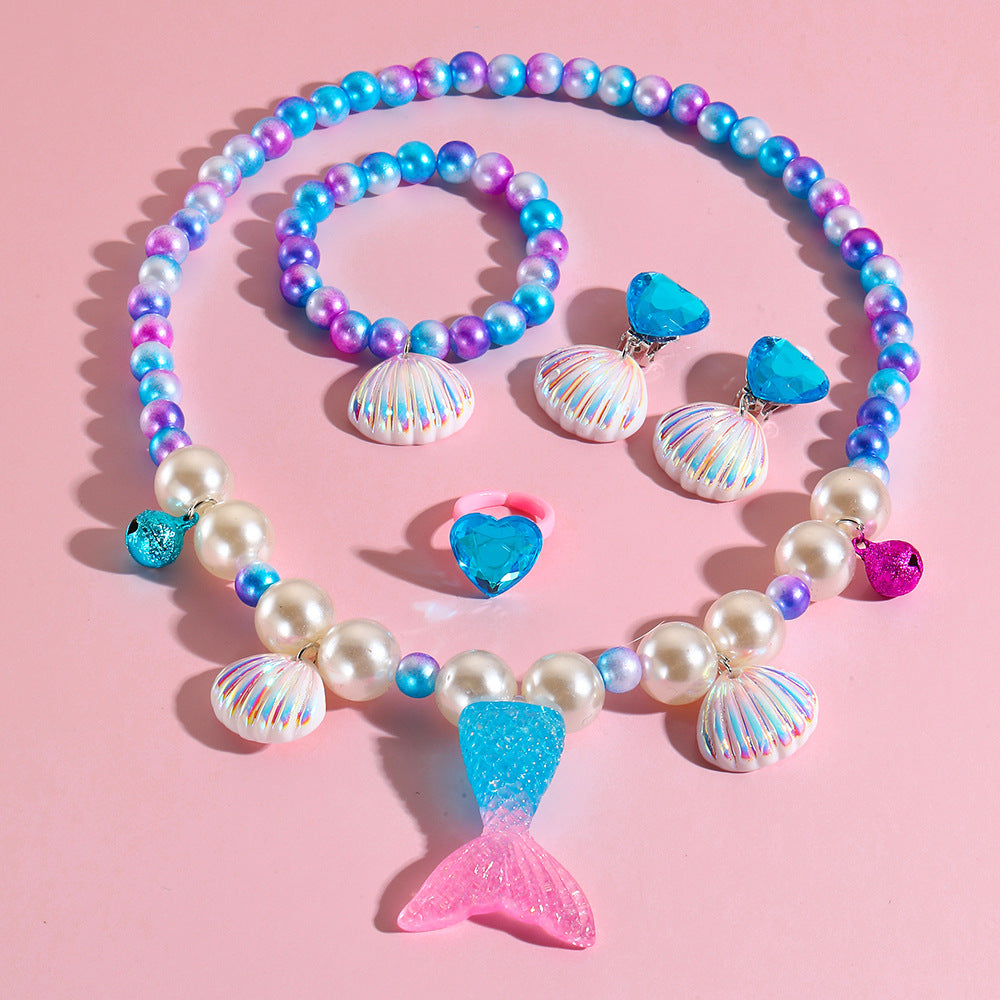 mermaid necklace diy pearl non-allergic beaded suit children cute mermaid princess necklace jewelry
