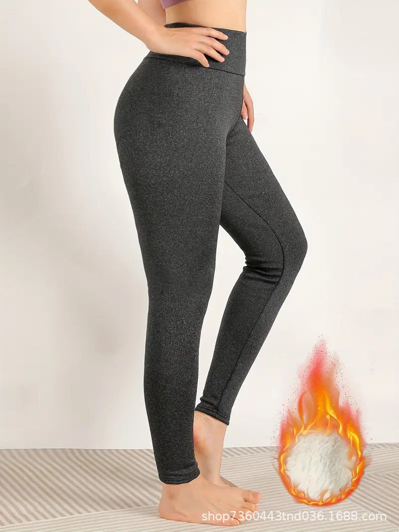 Cross-Border Popular European and American Outerwear Thickened Warm Women's High-Waisted Fleece-Lined Leggings Elastic Warm Textured Yoga Pants