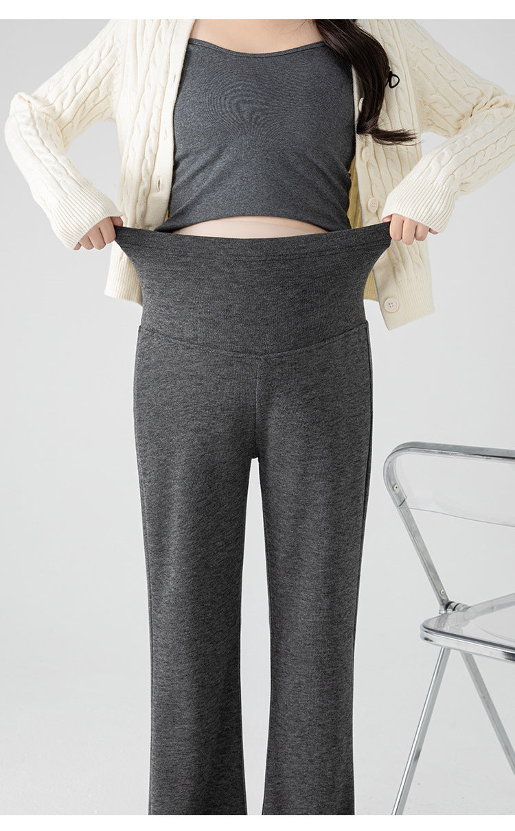 New Pregnant Women's Pants Autumn Loose Micro-flared Pants Autumn and Winter fleece-lined Thickened Pants Small Pregnant Women's Pants