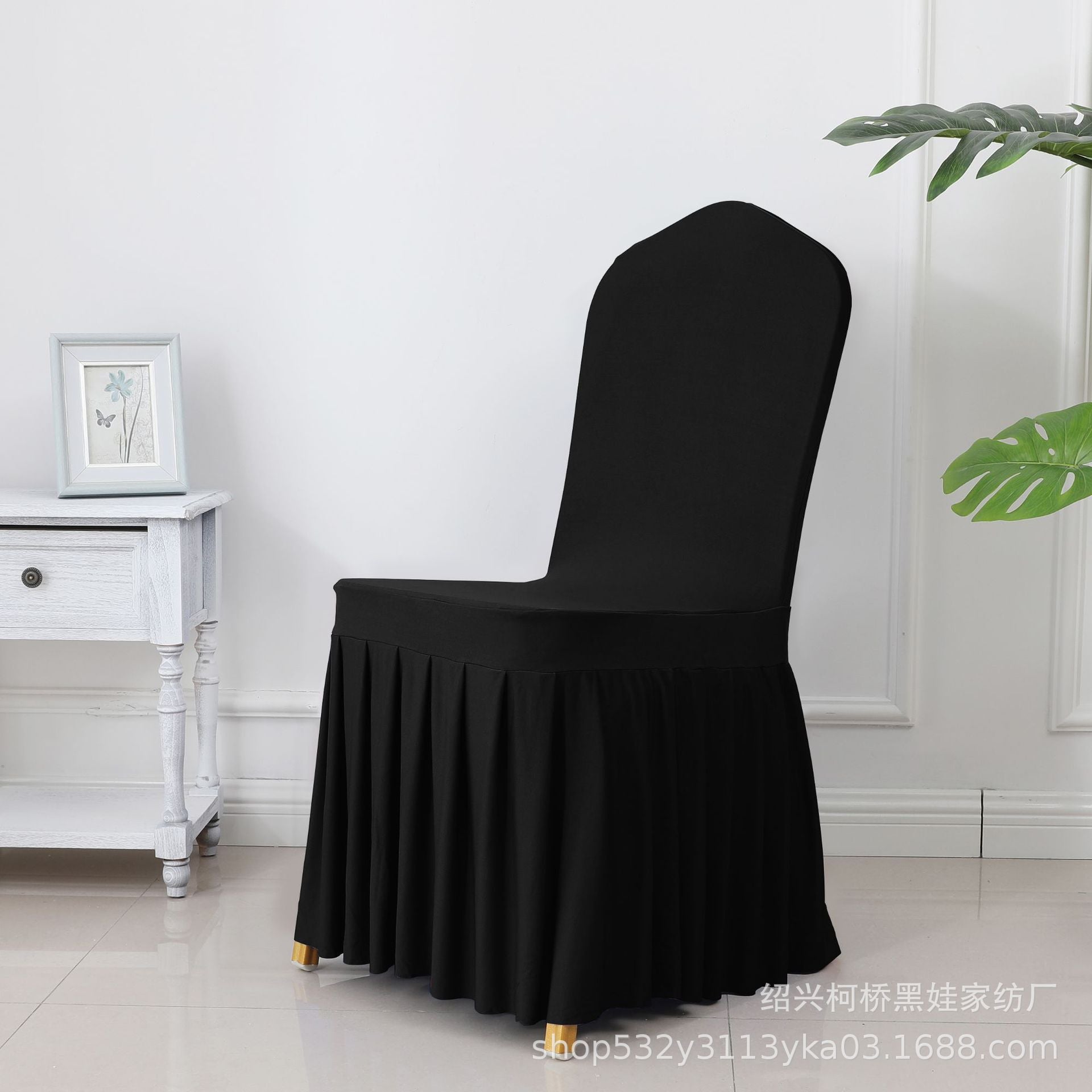 Chair Cover Thickened Stretch Pleated Skirt Dining Chair Cover Hotel Wedding Banquet Event Stool Cover Hotel Cloth