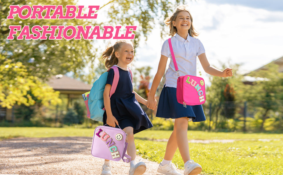 Amazon Explosions Smiley Letters Portable Lunch Bag Outdoor Portable Aluminum Film Fresh-keeping Bag Insulation Bag Cross-border Exclusive