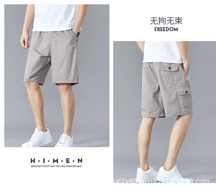 Zoruo childe summer dad summer shorts men's five-length pants cotton pants loose overalls big pants